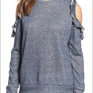 NWT Caslon Ruffle Trim Cold Shoulder Sweatshirt